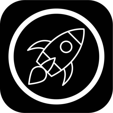 Roket simgesi soyut arkaplanda izole edildi