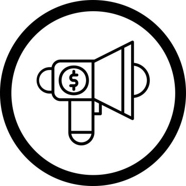 Megafon simgesi. Beyaz arkaplanda izole edilmiş web tasarımı için özet Megafon vektör simgesi