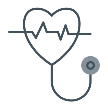 Stetoskop tarzı ikon tasarımı olan kalp sağlık hizmetleri tıbbi yardım sınavı ve hasta temalı vektör çizimi