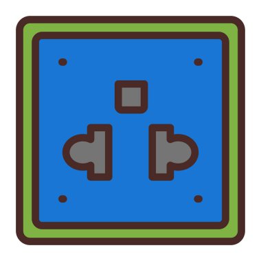 Güç soketi simgesi. Web için soket vektör simgelerinin özet çizimi