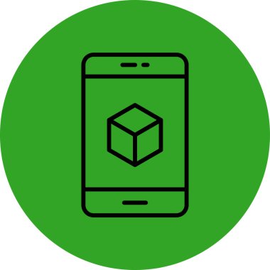 Cube simgesi olan akıllı telefon. vektör illüstrasyonu