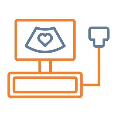 Kalp ikonlu bir laptop. İnce çizgi tasarımı. vektör illüstrasyonu.