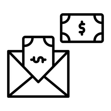 Para zarfı simgesi. beyaz arkaplanda izole edilmiş web tasarımı için para harf vektör simgesi taslağı