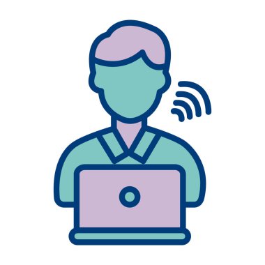 Bilgisayarında kablosuz internet olan adam.