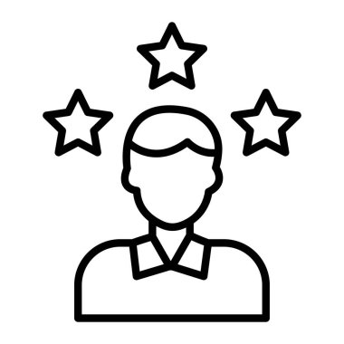 Yıldız ikonu ana hat vektörü olan bir iş adamı. İş ekibi. Ekip