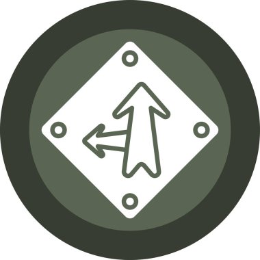 Yol işaretinin yeşil ve siyah ikonunun vektör çizimi