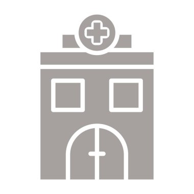 Hastane binası simgesi, vektör illüstrasyonu