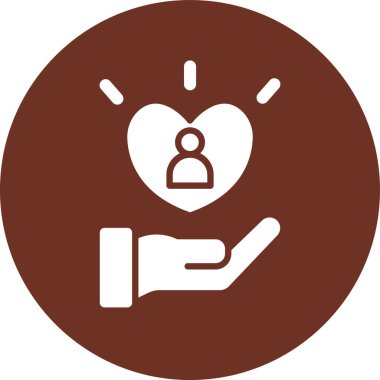 Aşk kalp vektör simgesi. biçim düz yuvarlak sembol, kahverengi renk, yuvarlak açılar, beyaz arkaplan.