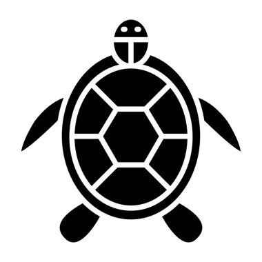 Deniz kaplumbağası simgesi, siyah stil.