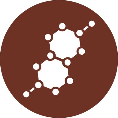 Molekül vektör simgesi. biçim düz yuvarlak sembol, kahverengi renk, yuvarlak açılar, beyaz arkaplan.