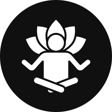 İnsanların vektör illüstrasyonu ve yoga simgeleri