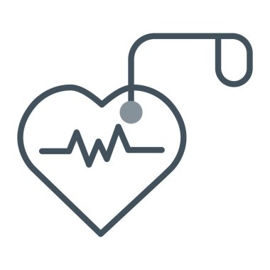 kalp kardiyogram çizgisi ve doldurma biçimi simgesi, vektör tasarımı