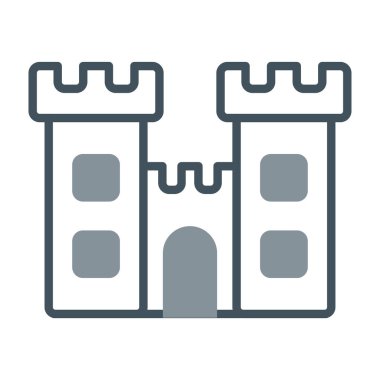 kale logosu ve mobil uygulama tasarımı, web sitesi veya bilgi grafiği için beyaz arkaplan üzerinde şato vektör simgesi izole