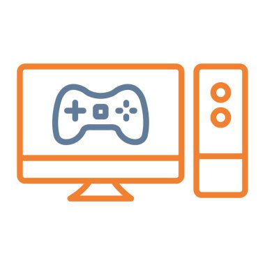 çubuk simgesi ile oyun konsolu, ince çizgi tasarımı, ana hatlı vektör illüstrasyonu.