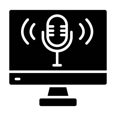 Mikrofon vektör tasarımlı bilgisayar monitörü