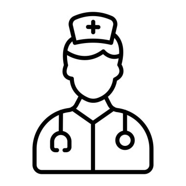 Hemşire ikonu. Web için hemşire vektör simgesinin özet çizimi