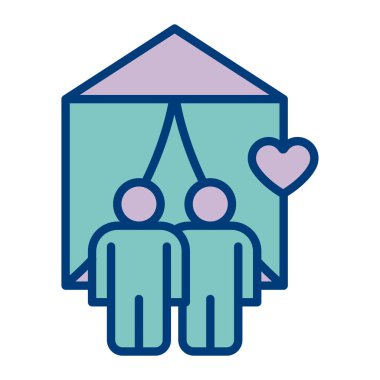 Çift, ok vektör çizimi olan kalbi sever