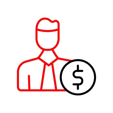 Dolar işaretli vektör illüstrasyonlu iş adamı