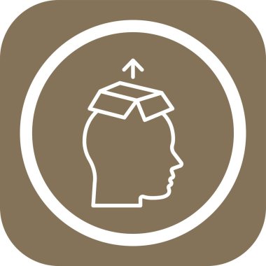 İnsan kafası yuvarlanmış kare vektör simgesi