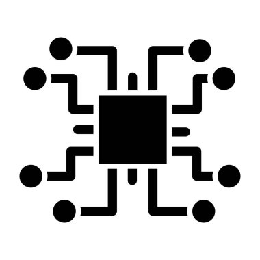 Devre kartı simgesi. Web için siyah devre vektör simgelerinin düz çizimi