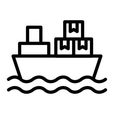 Gemi simgesi. Web için gemi vektör simgelerinin özet çizimi