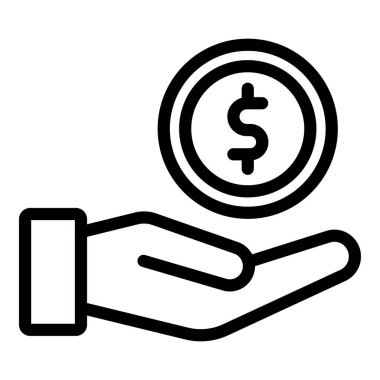 madeni para simgesiyle el, taslak biçimi