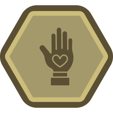 Kalp ikonlu el. vektör illüstrasyonu