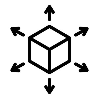küp vektör ince çizgi simgesi
