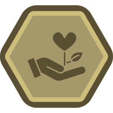 Sevgi ellerinde yuvarlanmış simge