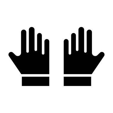 Beyaz arkaplanda izole edilmiş eldiven kabartması düz simgesi, vektör illüstrasyonu