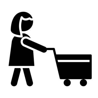 Kadın Alışveriş Ağı simgesi, vektör illüstrasyonu