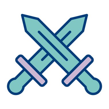 çapraz kılıç ikon vektörü. İnce çizgi işareti. izole edilmiş sınır sembolü çizimi