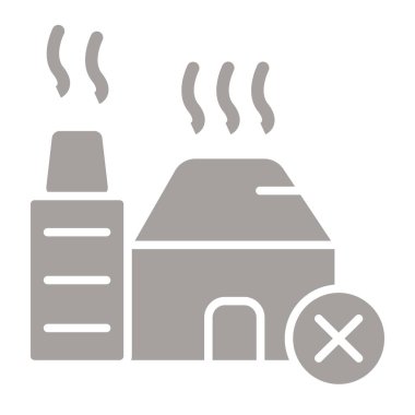 Fabrika duman simgesi, stil ve düz, duman işareti, vektör sembolü, beyaz arkaplanda katı bir desen.