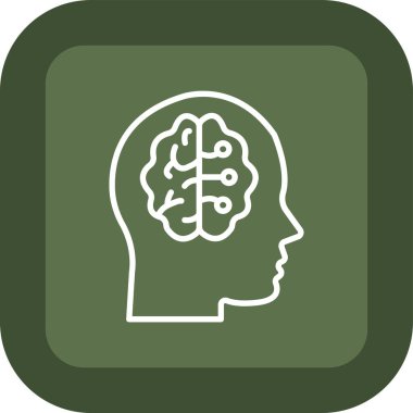 beyin düz kare vektör simgesi