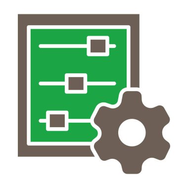 veri merkezi simgesi. vektör biçimi, yuvarlak açıları, yeşil ve gri renkleri, beyaz arkaplanı olan çift renkli düz ikonik semboldür..