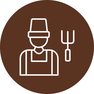 Elinde kahve poşeti olan şapkalı bir adamın vektör çizimi.