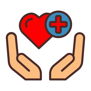 Tıbbi malzeme ikonu ile el