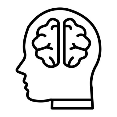 İnsan beyni ikonu ana hat vektörü. İnsan beyni. Beyin zihni