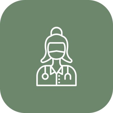 Doktor vektör ikonu. biçim düz yuvarlak kare düğme, beyaz ve gri renkler, düğme arkaplanı