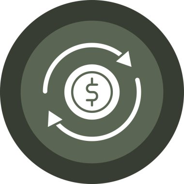 Madeni para vektör simgesi. Bu düz yuvarlak sembol pürüzsüz gri renkler ve beyaz arkaplanda izole edilmiş bir renk kullanır.