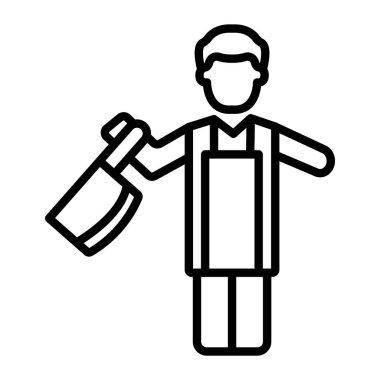 Üniforma ikonu olan işçi. Web tasarımı için işçi vektör simgesinin özet çizimi