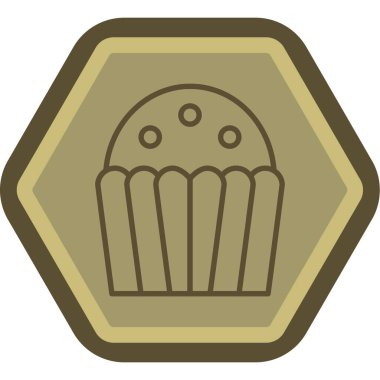 Pastane yemekleri kek ikonu, ana hatlarıyla dolu.