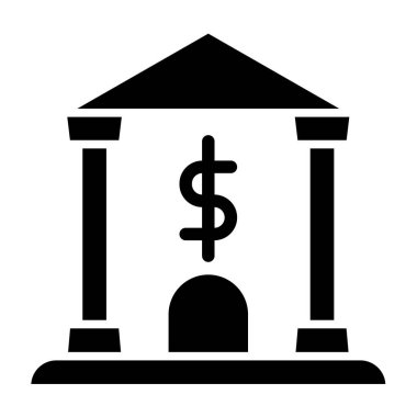 Banka vektör simgesi. Bu düz sembol siyah renk, yuvarlak açılar kullanır ve beyaz bir arkaplanda izole edilir.