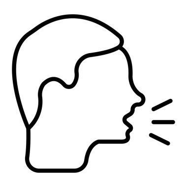 Konuşma balonu tarzı olan genç bir kadının başı.