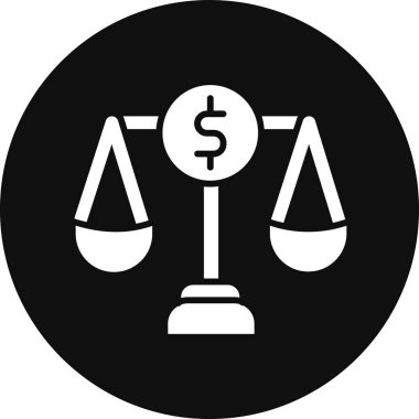 Ölçek simgesi dengesi. biçim iki renkli düz sembol, siyah ve beyaz renkler, yuvarlak açılar, gri arkaplan.