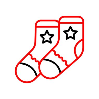 Yılbaşı çorapları vektör çizgisi simgesi beyaz arka planda izole edilmiş. Infographic, web sitesi veya uygulama için noel yıldızı çizgisi simgesi.