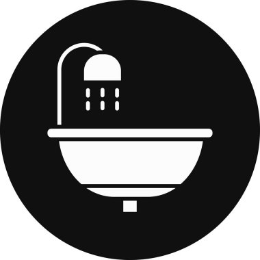 Lavabo ikonu. vektör biçimi düz ikonik semboldür, yuvarlak açılar, siyah renk, beyaz arkaplan.