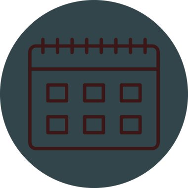 Takvim simgesi. Vektör biçimi düz simge, yuvarlak açılar, gri arkaplan, beyaz arkaplan.