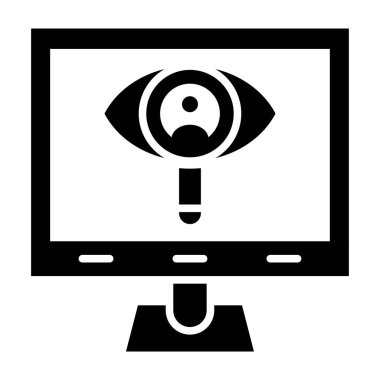 beyaz arkaplanda göz ve veri güvenliğiyle ilgili simgelere sahip dizüstü bilgisayar