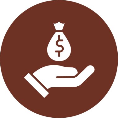 Dolar vektör simgesi. biçim çift renkli düz yuvarlak sembol, kahverengi ve gri renkler, yuvarlak açılar, beyaz arkaplan.